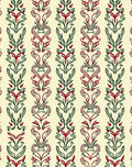 Crimson Green Floral Vertical Stripe Rug