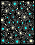 Black Starburst Floral Teal Yellow Rug