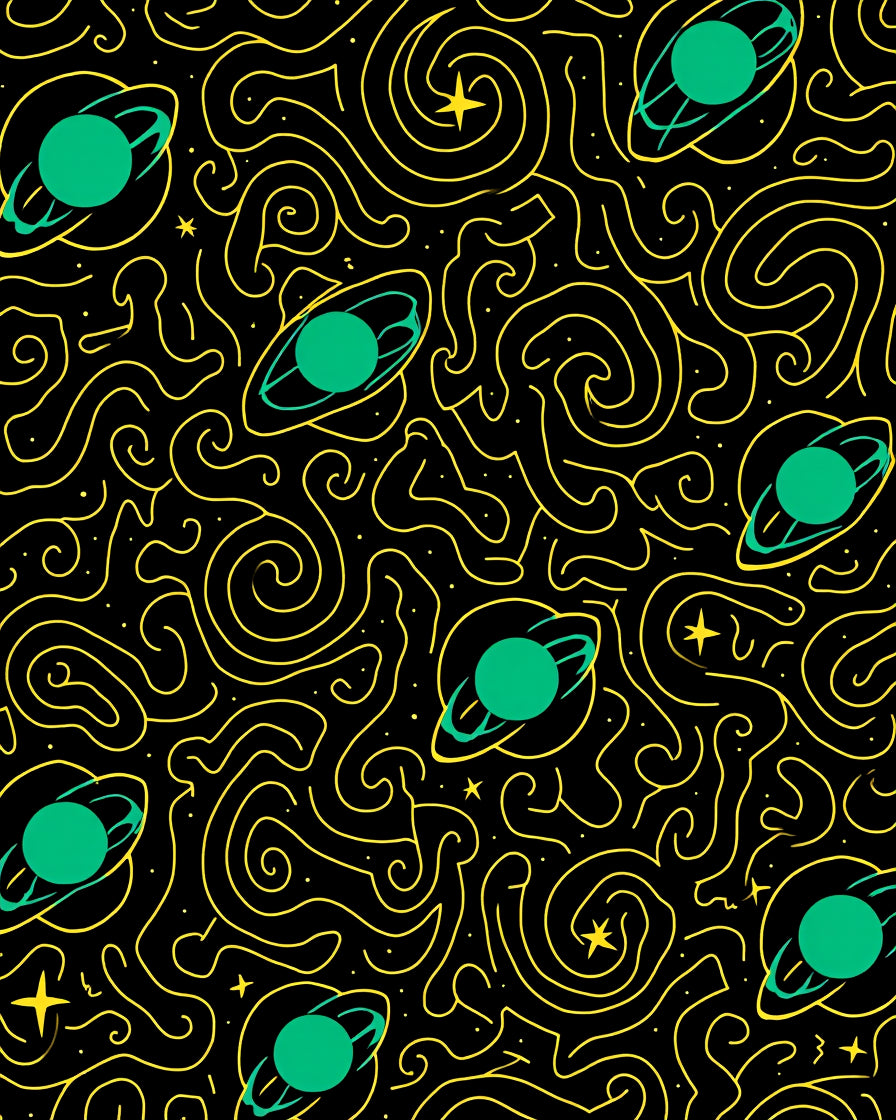 Cosmic Green Planet Swirls Rug