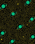 Cosmic Green Planet Swirls Rug