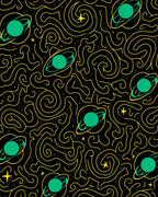 Cosmic Green Planet Swirls Rug