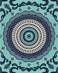 Teal Navy Intricate Mandala Art Rug