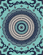 Teal Navy Intricate Mandala Art Rug