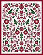 Crimson Green Holiday Ornament Collage Rug