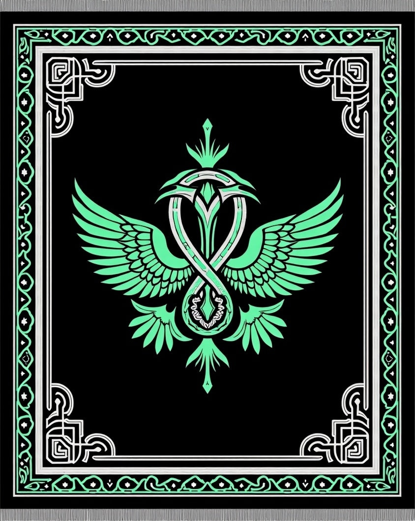 Black Mint Wings Emblem Rug