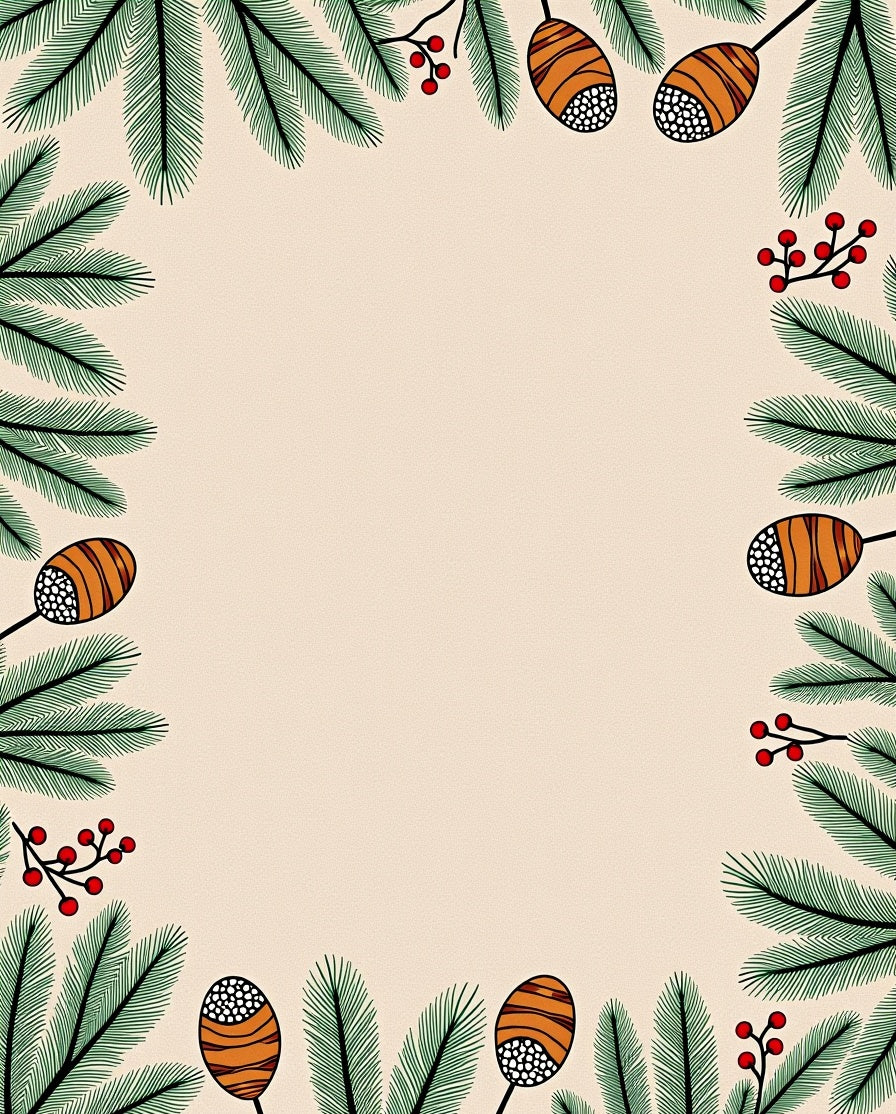 Winter Pine Branch Berry Accents Rug