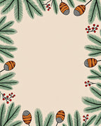 Winter Pine Branch Berry Accents Rug
