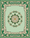 Green Blossom Medallion Relief Rug