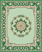 Green Blossom Medallion Relief Rug