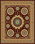 Burgundy Golden Teal Mandala Floral Rug