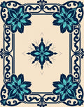 Deep Teal Floral Scrollwork Square Rug