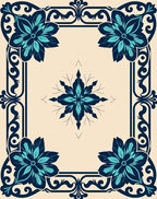 Deep Teal Floral Scrollwork Square Rug