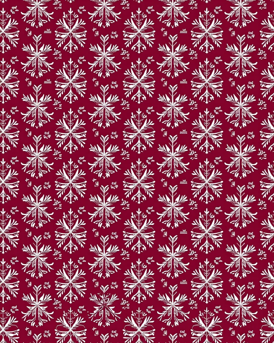 Crimson White Snowflake Folk Art Rug