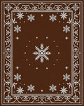 Brown and White Snowflake Emblem Rug