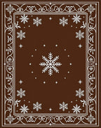 Brown and White Snowflake Emblem Rug