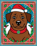 Festive Brown Dog Christmas Holly Frame Rug