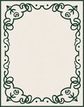 Dark Green Ornate Scroll Border Rug