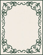 Dark Green Ornate Scroll Border Rug