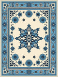 Cerulean Blue Floral Medallion Rug