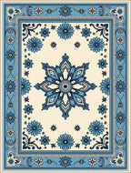 Cerulean Blue Floral Medallion Rug