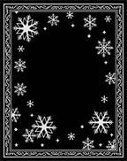 Black White Snowflake Border Rug