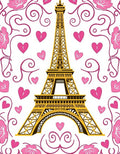 Parisian Eiffel Tower Pink Hearts Rug