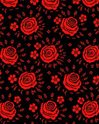 Vibrant Red Rose Garden Repeat Rug