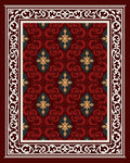 Crimson Gold Leaf Swirl Medallion Rug