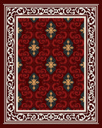 Crimson Gold Leaf Swirl Medallion Rug