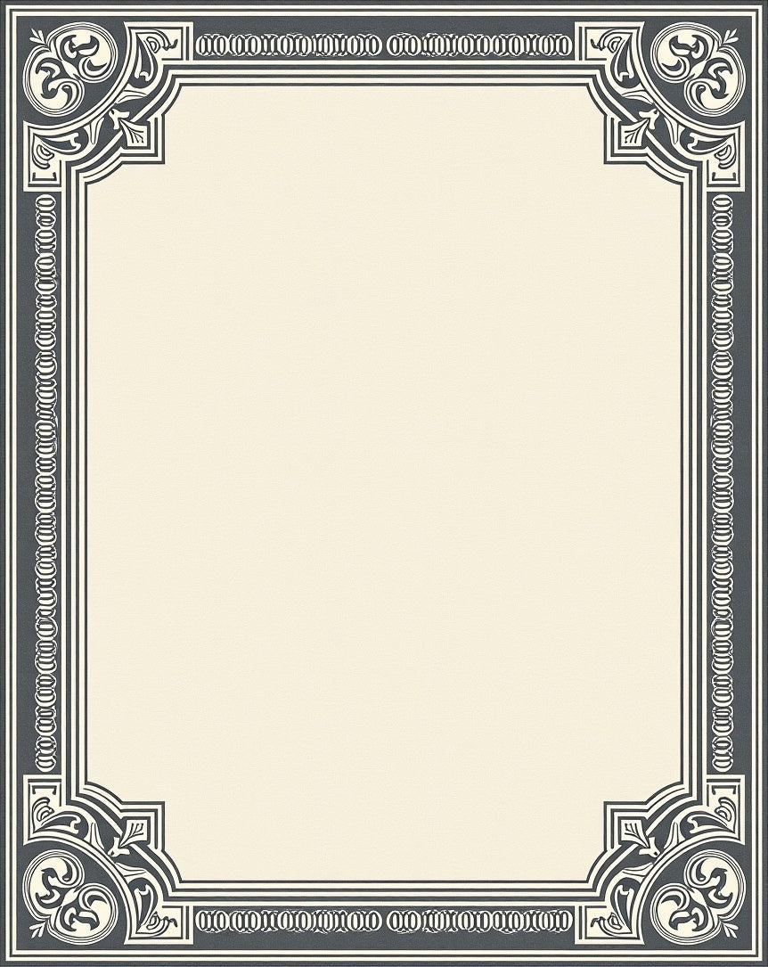 Classic Ivory Charcoal Corner Scroll Rug