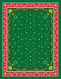 Red Green Festive Floral Scattered Dots Rug