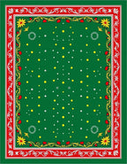 Red Green Festive Floral Scattered Dots Rug