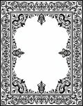 Ornate Black Floral Scroll Border Rug