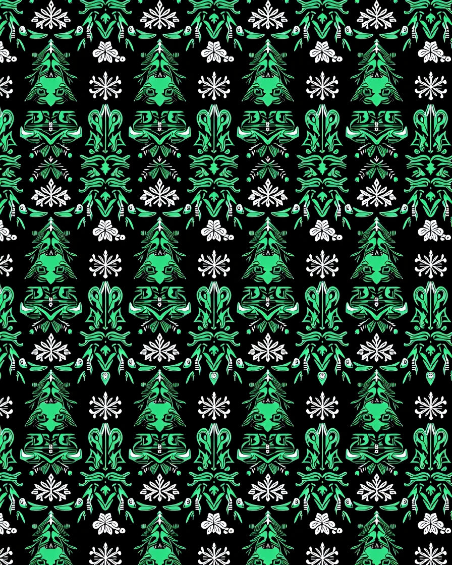 Emerald Green Ornate Floral Black Rug
