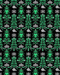 Emerald Green Ornate Floral Black Rug