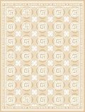 Cream Retro Circular Medallion Rug