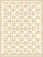 Cream Retro Circular Medallion Rug