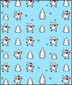 Blue Snowman Winter Tree Snowflake Scene Rug