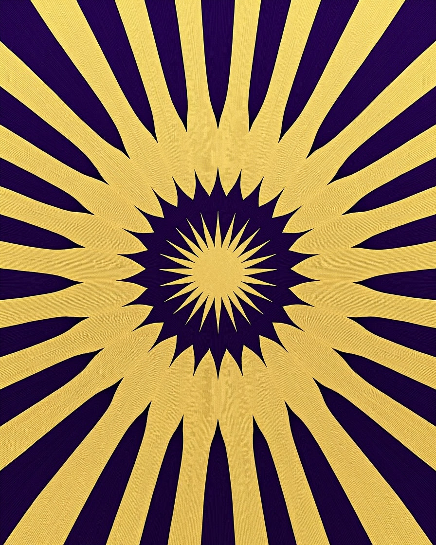 Radiant Sunburst Yellow Purple Rug