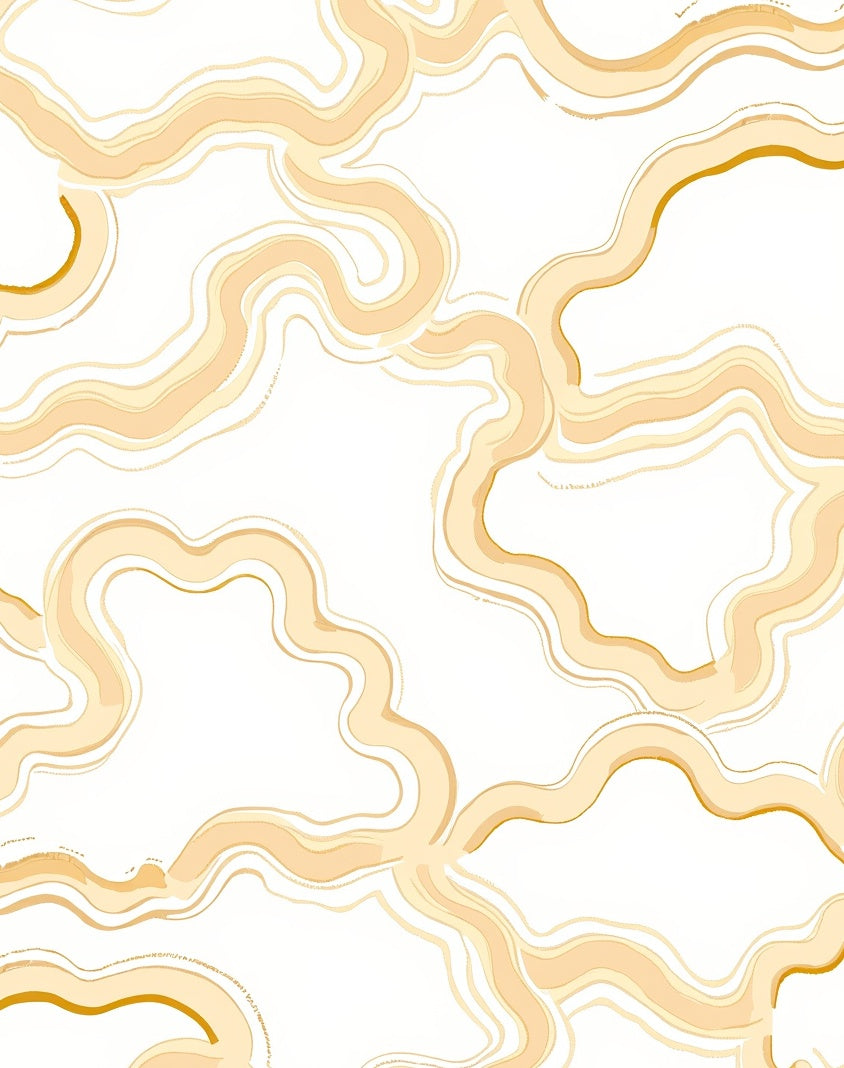 Pale Gold Swirling Abstract Lines Rug