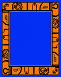 Bold Orange Abstract Hieroglyphic Frame Rug