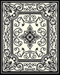 Ivory Black Ornamental Script Medallion Rug