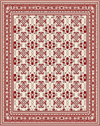 Crimson Symmetrical Floral Border Rug