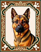 Rich Brown German Shepherd Portrait Rug