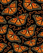 Orange Monarch Butterfly Swirls Rug