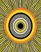 Radiant yellow sunburst concentric Rug