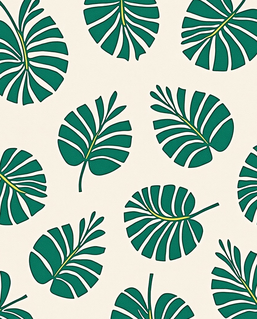Emerald Green Tropical Monstera Leaves Rug