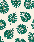 Emerald Green Tropical Monstera Leaves Rug