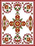 Crimson Gold Green Floral Medallion Array Rug