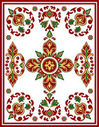 Crimson Gold Green Floral Medallion Array Rug